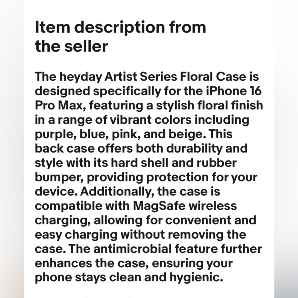heyday Artist Series Floral Case for iPhone 16 Pro Max MagSafe Antimicrobial NEW - Picture 3 of 8